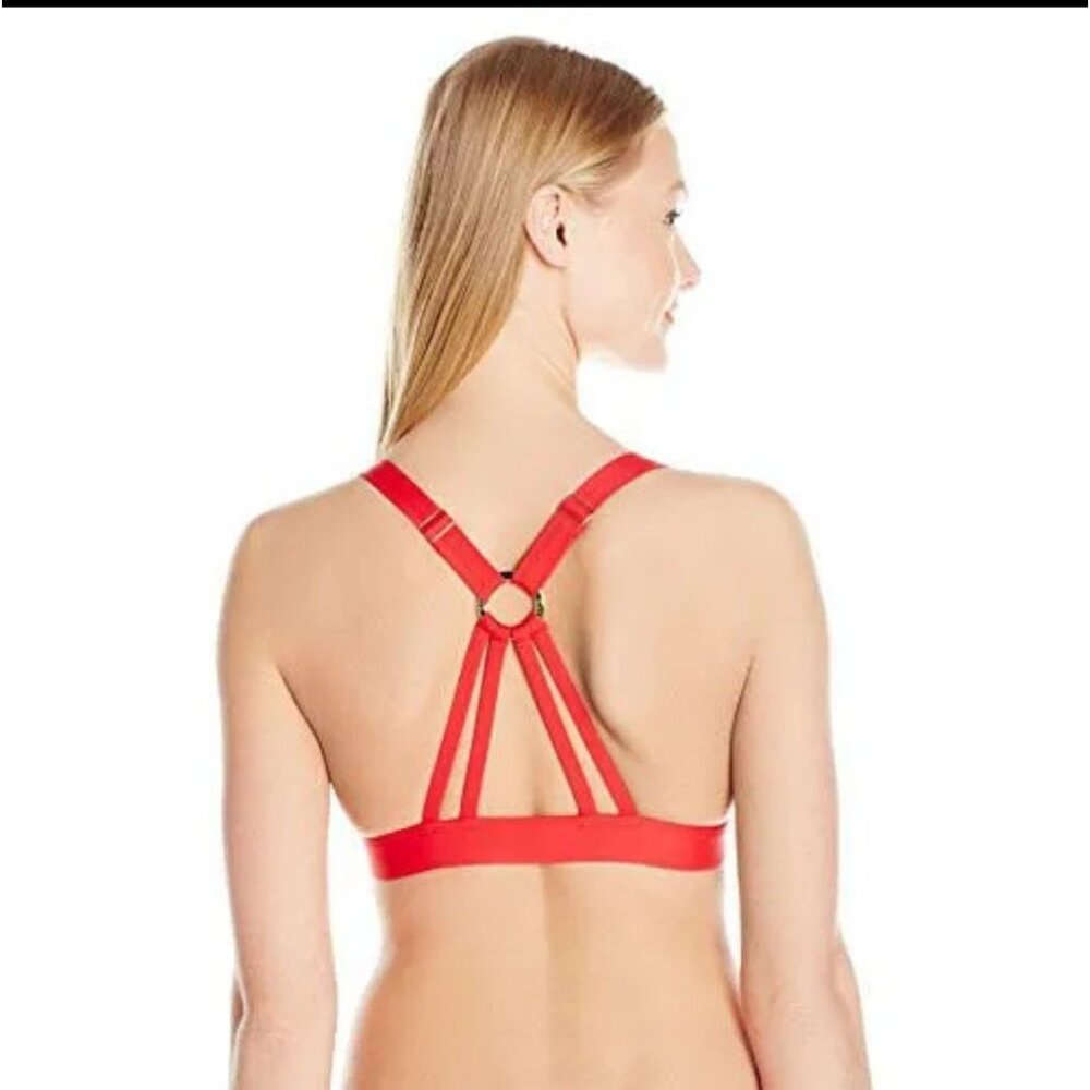 Juicy Couture womens swim bikini top Riviera Rem SC Halter Striped Red Sz Medium - Picture 2 of 8